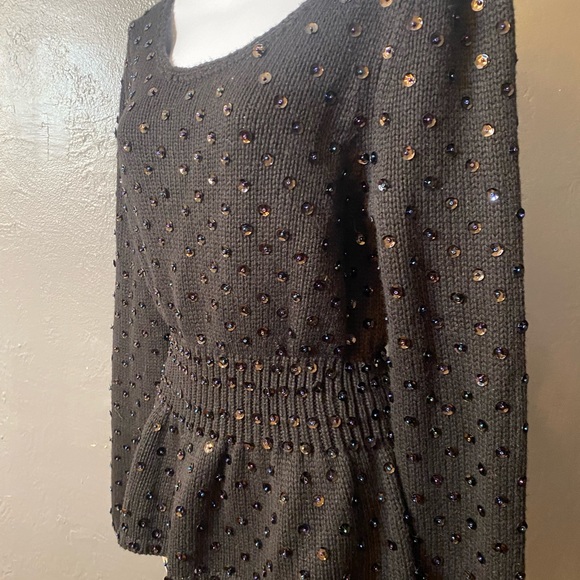 MODA International Black Sequin Open Back Sweater - Picture 10 of 16